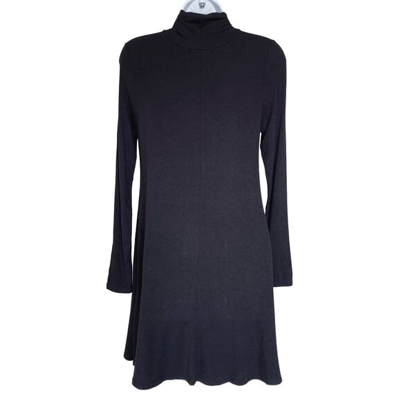 Lulus Black Sway Girl Sway Swing Turtleneck Mini Dress Long Sleeve Jersey Small - Picture 3 of 16
